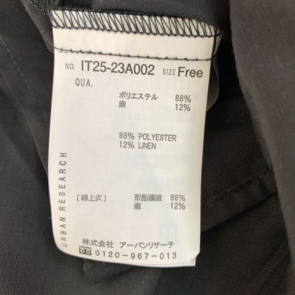 Urban Research Items Linen Stand Collar Wide Shirt M F Black Long Sleeve Blouse - Picture 4 of 8